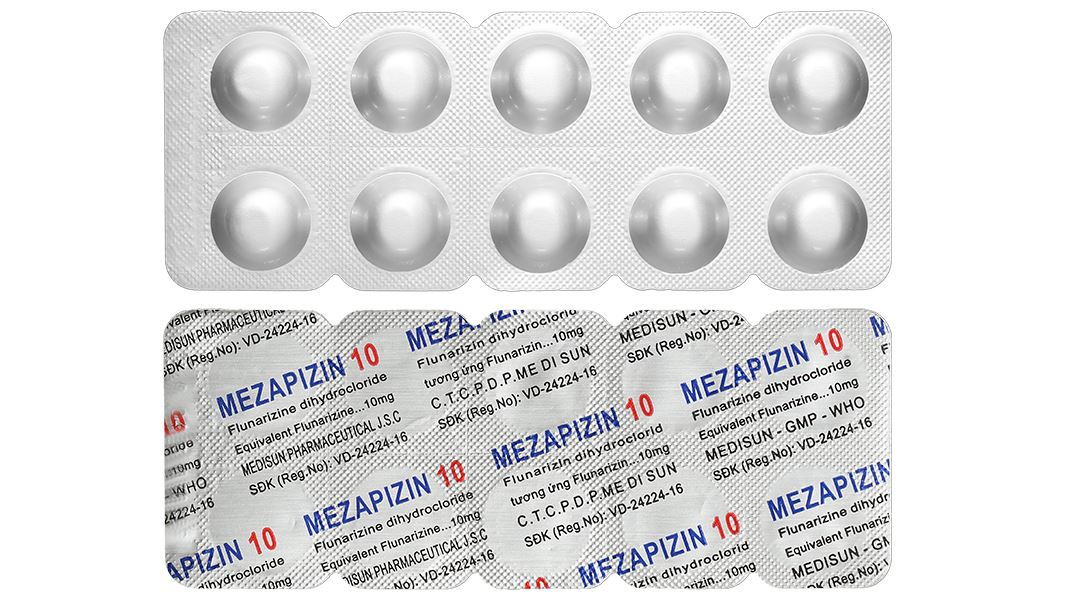 Mezapizin 10 dự phòng đau nửa đầu, trị triệu chứng rối loạn tiền đình