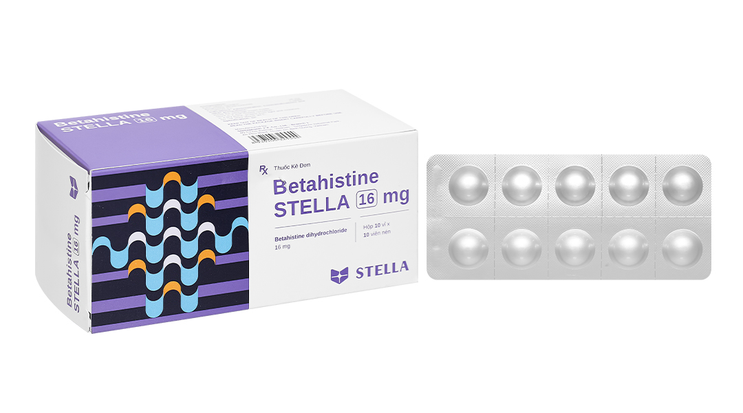 Betahistine Stella 16mg điều trị hội chứng Meniere, chóng mặt, ù tai
