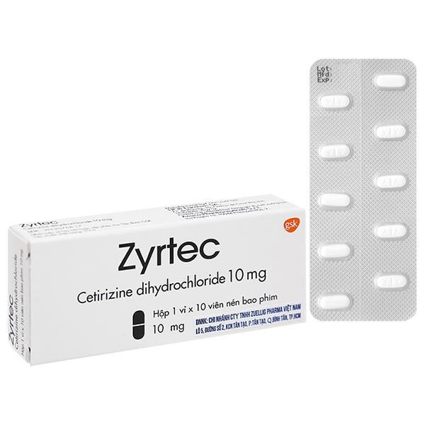 Zyrtec 10mg trị viêm mũi dị ứng, mề đay