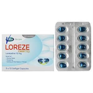 Loreze Clearcap 10mg trị triệu chứng viêm mũi dị ứng, mày đay