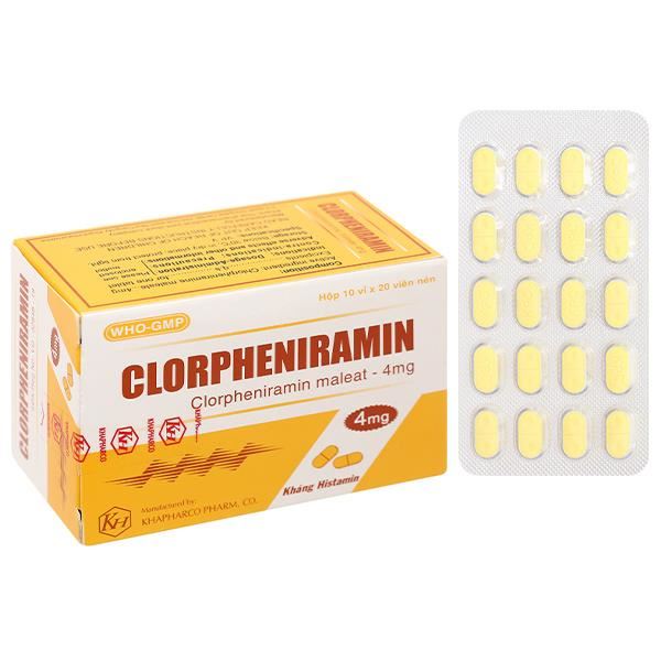 Clorpheniramin Khapharco 4mg trị viêm mũi dị ứng