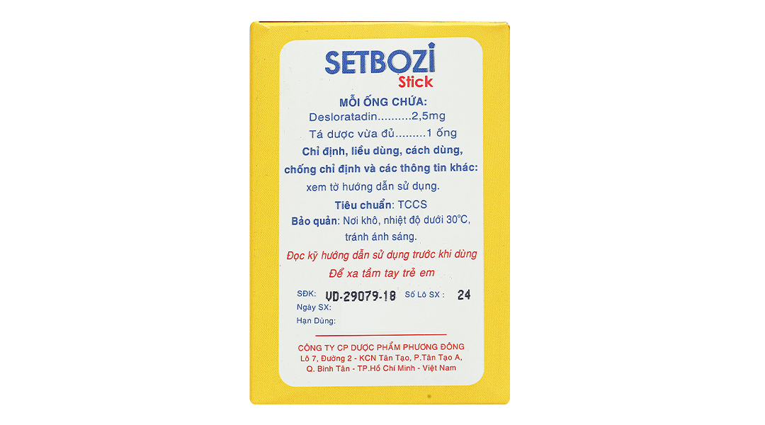Dung dịch uống Setbozi Stick 2.5mg/5ml giảm viêm mũi dị ứng