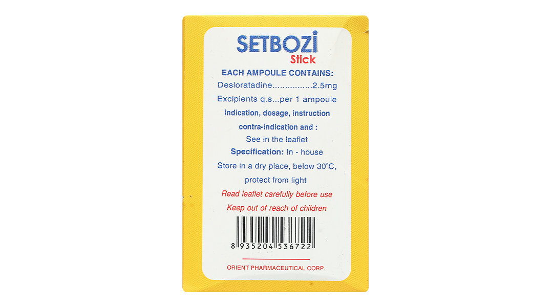 Dung dịch uống Setbozi Stick 2.5mg/5ml giảm viêm mũi dị ứng