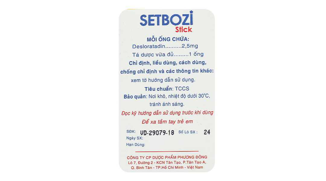 Dung dịch uống Setbozi Stick 2.5mg/5ml giảm viêm mũi dị ứng