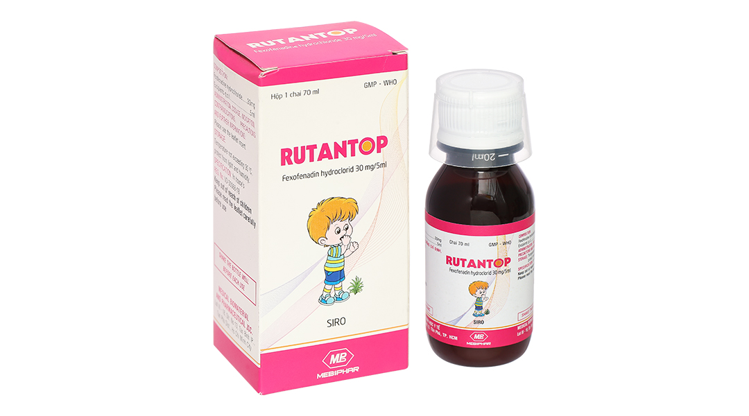 Siro Rutantop 30mg/5ml trị mày đay, viêm mũi dị ứng