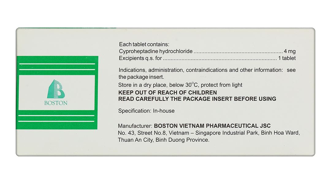 Periboston 4mg điều trị dị ứng và ngứa, đau nửa đầu và đau đầu