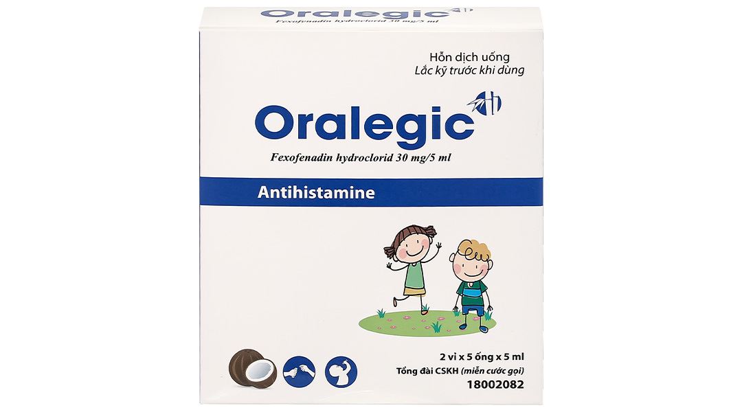 Hỗn dịch uống Oralegic 30mg/5ml điều trị viêm mũi dị ứng theo mùa