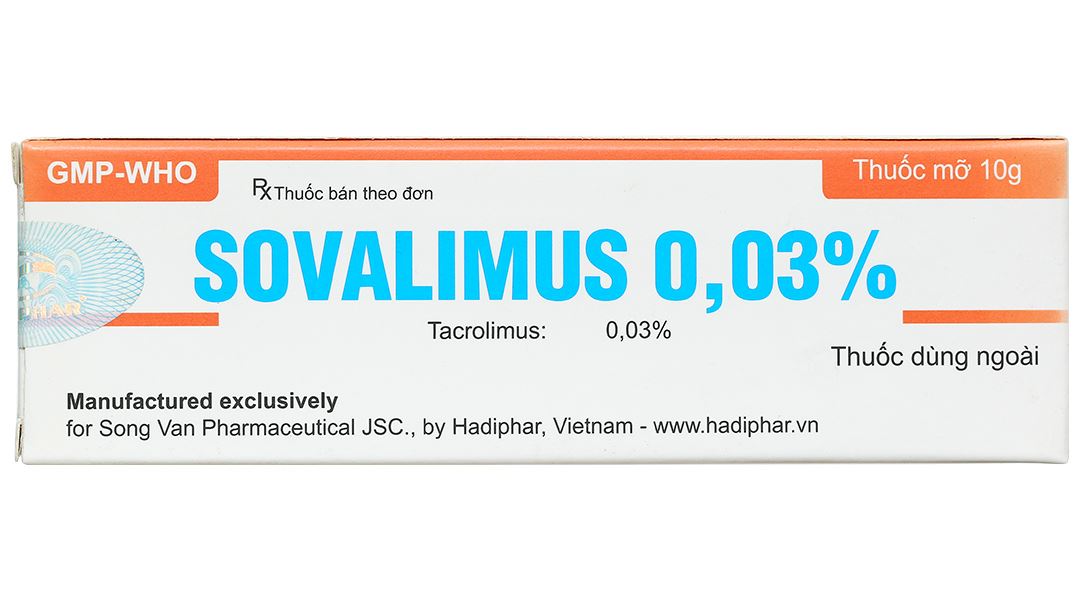 Thuốc mỡ bôi da Sovalimus 0.03% trị chàm thể tạng
