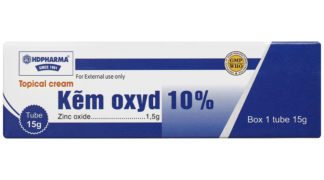 Kem bôi da Kẽm Oxyd 10% HDpharma trị các bệnh da, nhiễm khuẩn da