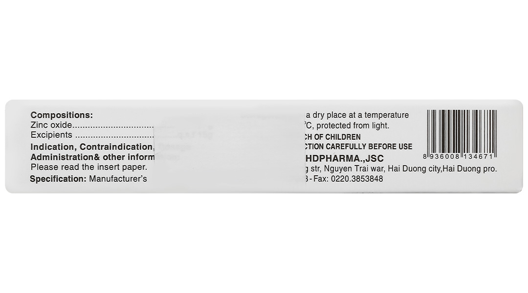 Kem bôi da Kẽm Oxyd 10% HDpharma trị các bệnh da, nhiễm khuẩn da
