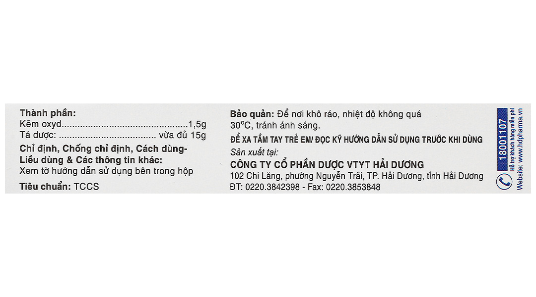 Kem bôi da Kẽm Oxyd 10% HDpharma trị các bệnh da, nhiễm khuẩn da