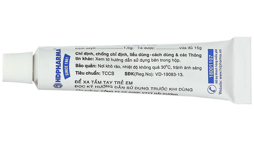 Kem bôi da Kẽm Oxyd 10% HDpharma trị các bệnh da, nhiễm khuẩn da