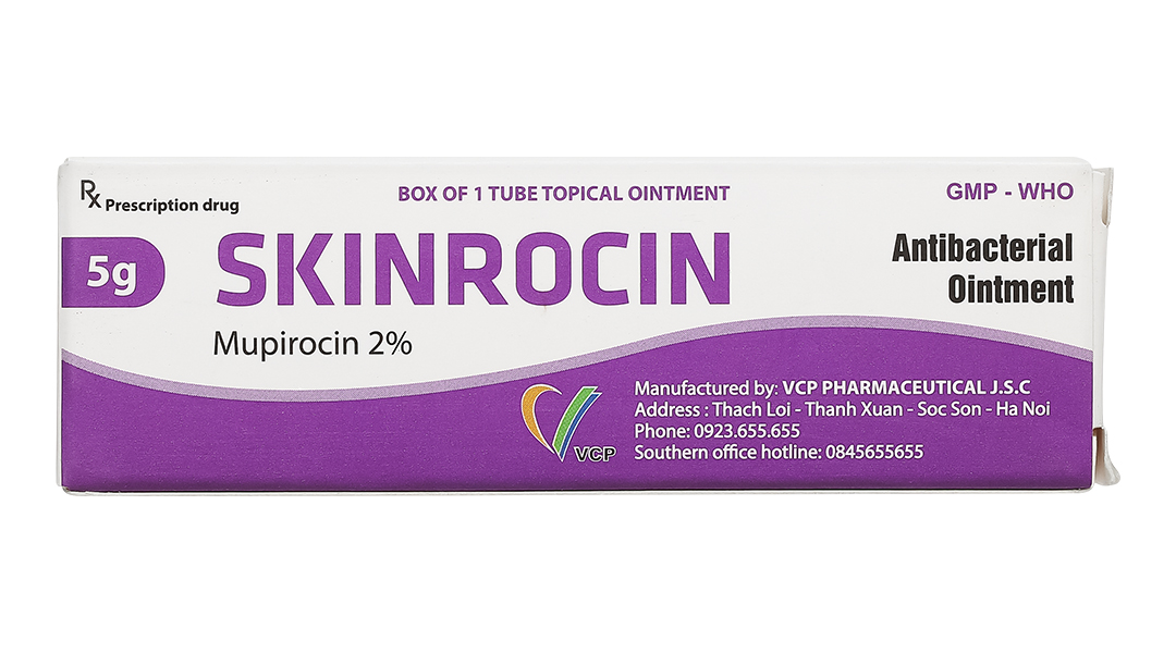 Thuốc mỡ bôi da Skinrocin VCP 2% điều trị nhiễm khuẩn ngoài da