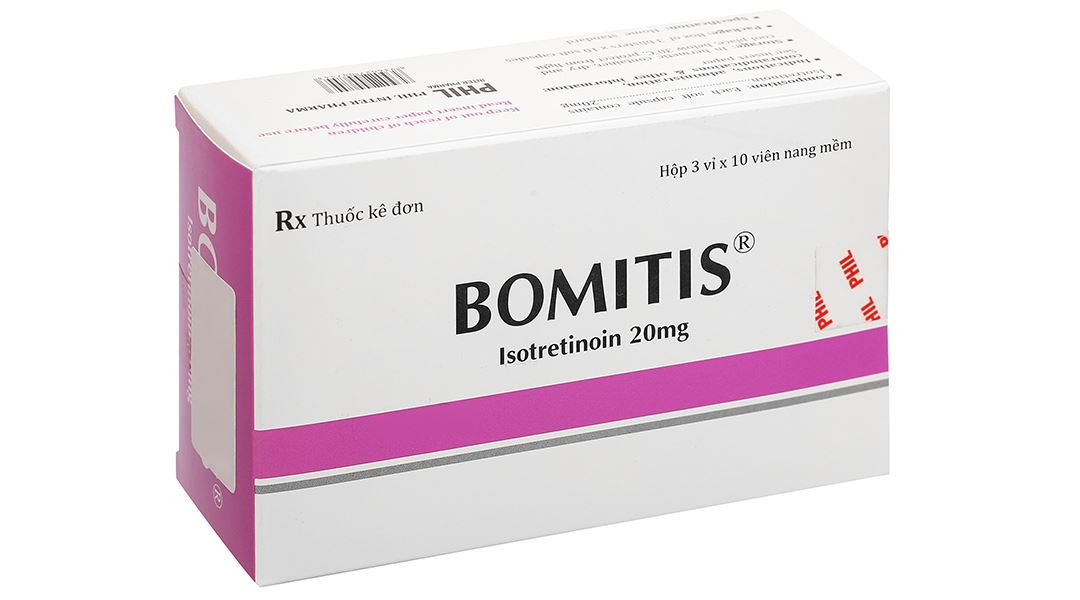 Bomitis 20mg điều trị mụn trứng cá dạng nặng