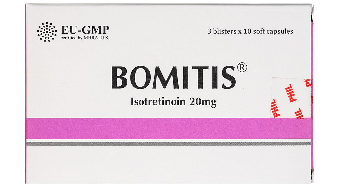 Bomitis 20mg điều trị mụn trứng cá dạng nặng