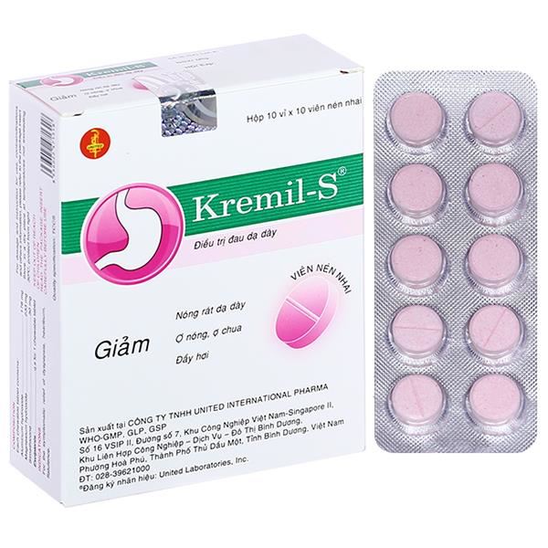 Viên nhai Kremil-S làm dịu các triệu chứng đầy hơi, đau dạ dày