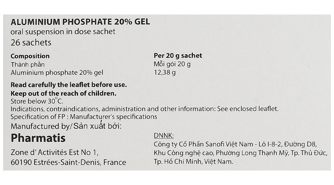 Hỗn dịch uống Phosphalugel 20% giảm độ axit của dạ dày