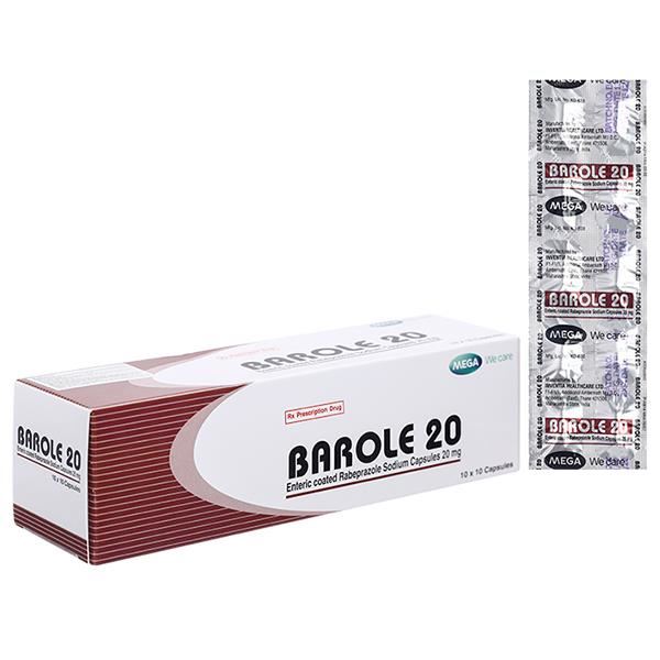 Barole 20 trị viêm loét do trào ngược dạ dày, thực quản