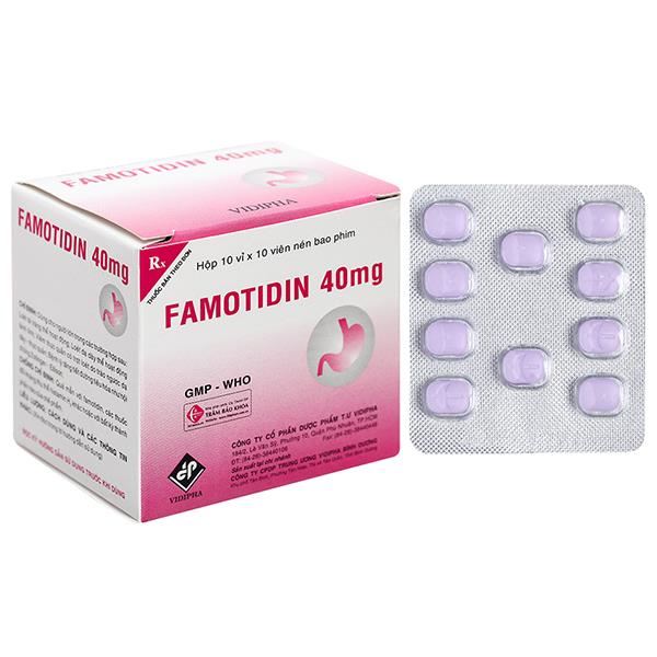 Famotidin Vidipha 40mg trị loét dạ dày, trào ngược dạ dày, thực quản