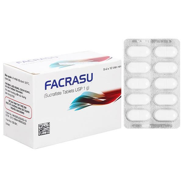 Facrasu 1g trị loét dạ dày, tá tràng, trào ngược dạ dày - thực quản