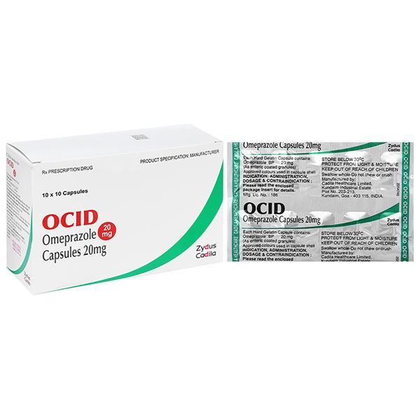 Ocid 20mg trị loét tá tràng, loét dạ dày, viêm thực quản trào ngược