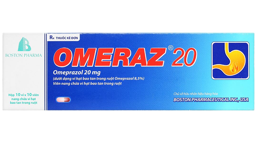 Omeraz 20 điều trị và dự phòng viêm loét, trào ngược dạ dày, thực quản