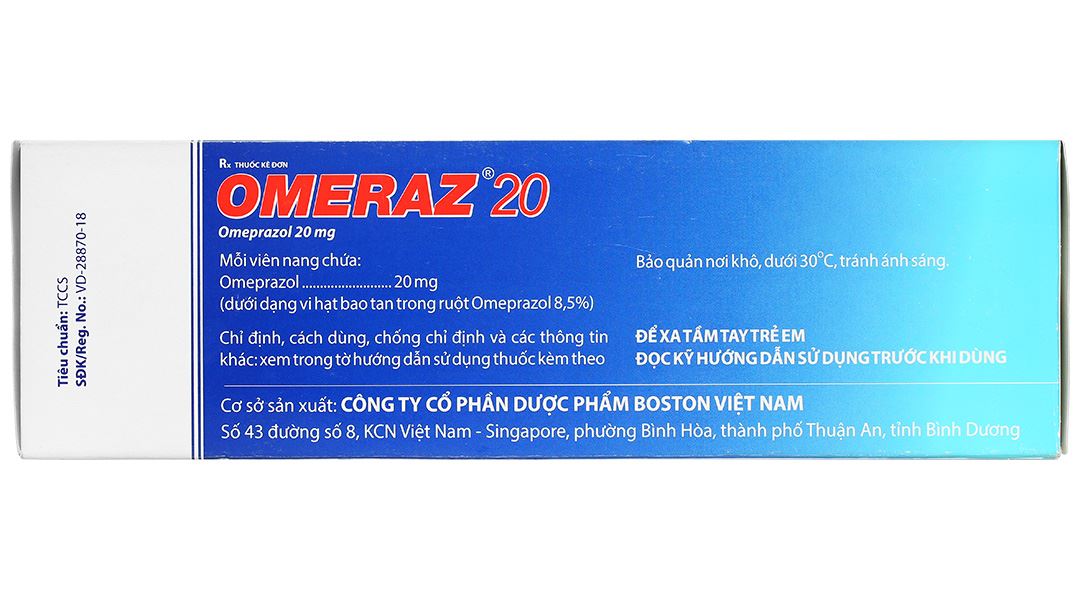 Omeraz 20 điều trị và dự phòng viêm loét, trào ngược dạ dày, thực quản