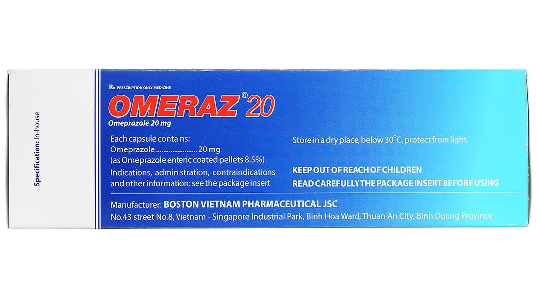 Omeraz 20 điều trị và dự phòng viêm loét, trào ngược dạ dày, thực quản