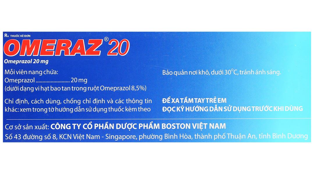 Omeraz 20 điều trị và dự phòng viêm loét, trào ngược dạ dày, thực quản