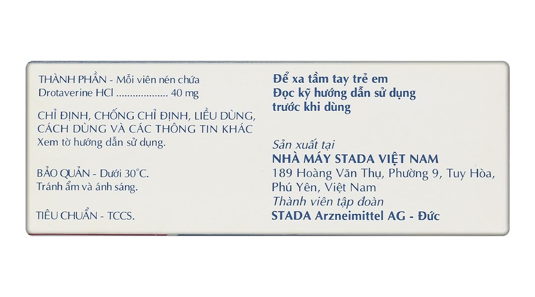 Drotaverine Stada 40mg điều trị triệu chứng co thắt dạ dày