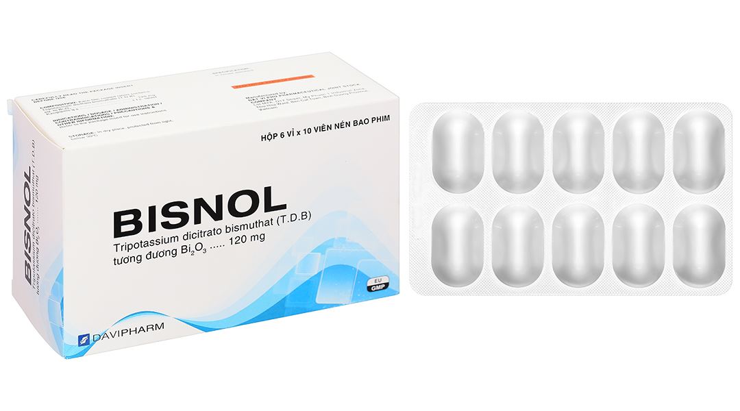 Bisnol 120mg trị viêm loét dạ dày, tá tràng