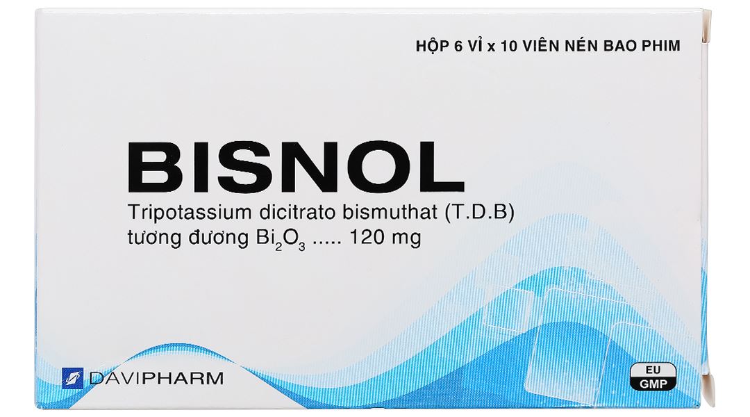 Bisnol 120mg trị viêm loét dạ dày, tá tràng