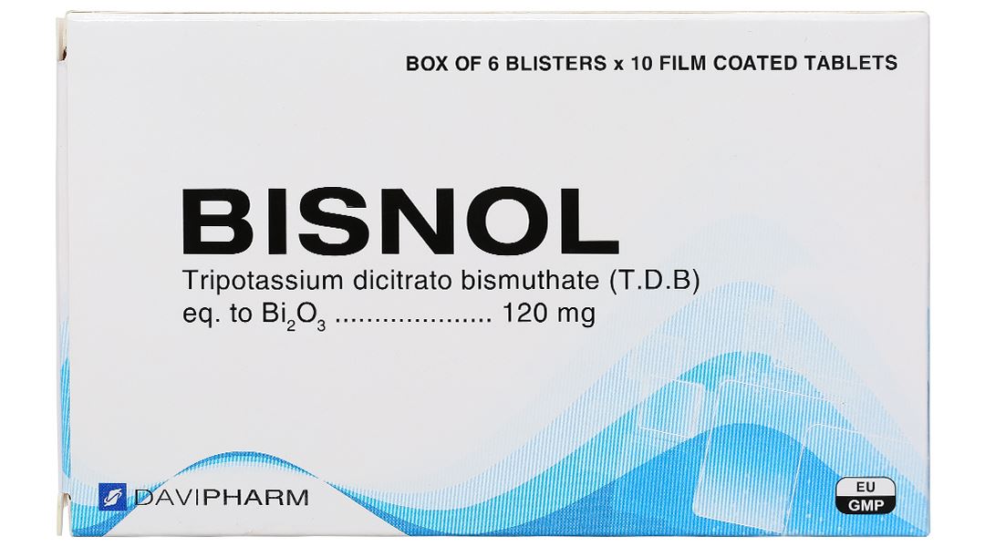Bisnol 120mg trị viêm loét dạ dày, tá tràng