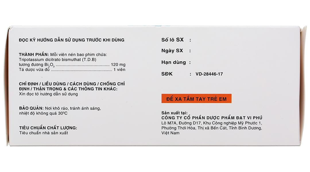 Bisnol 120mg trị viêm loét dạ dày, tá tràng
