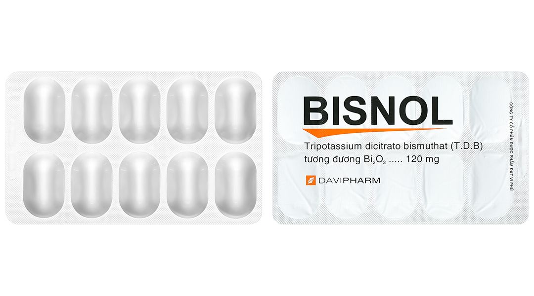 Bisnol 120mg trị viêm loét dạ dày, tá tràng