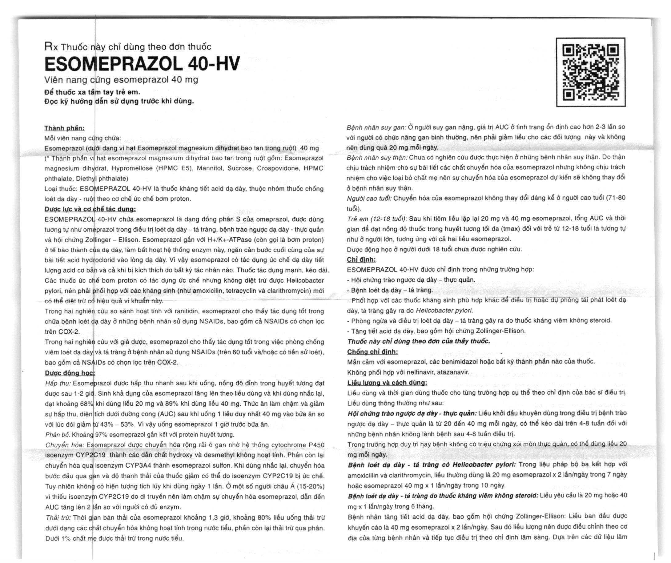 Esomeprazol 40-HV điều trị trào ngược dạ dày, thực quản (3 vỉ x 10 viên) - 9