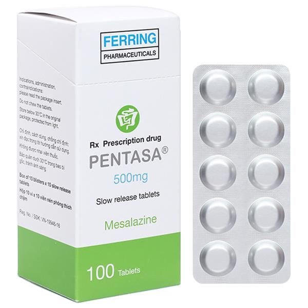 Pentasa 500mg trị viêm loét đại tràng và bệnh Crohn