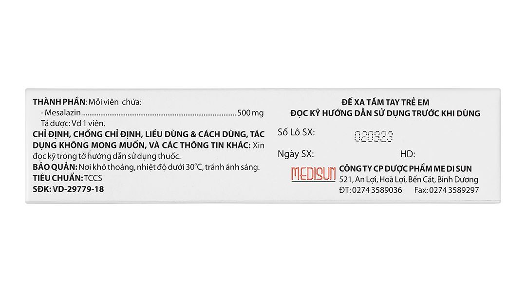 Fedcerine 500mg điều trị viêm loét đại tràng