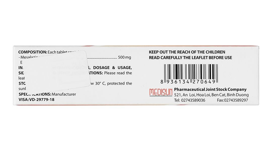 Fedcerine 500mg điều trị viêm loét đại tràng
