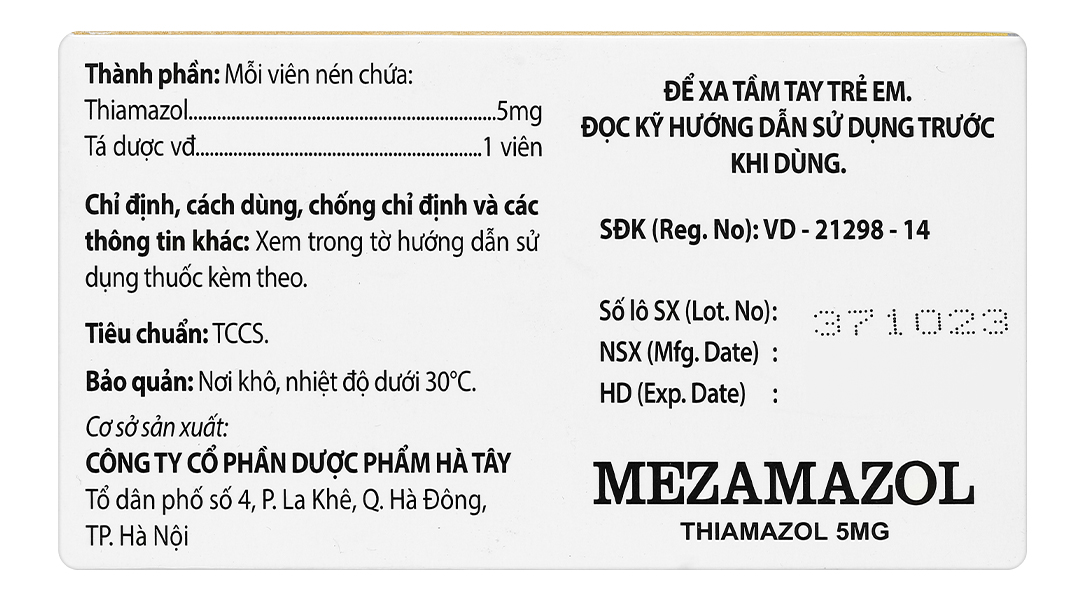 Mezamazol 5mg điều trị cường giáp