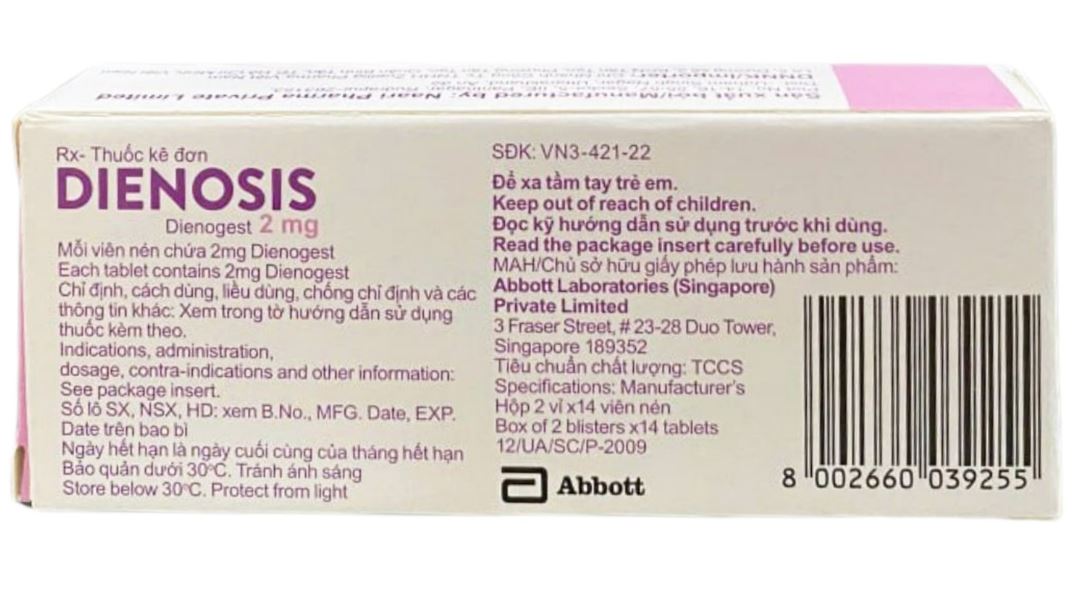 Dienosis 2mg điều trị lạc nội mạc tử cung