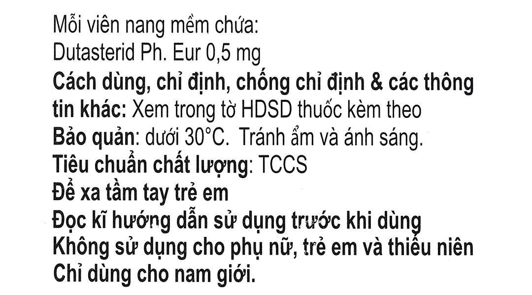 Dutabit 0.5 điều trị các triệu chứng phì đại tuyến tiền liệt lành tính