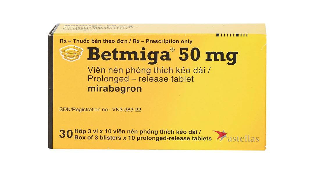 Betmiga 50mg điều trị triệu chứng tiểu gấp