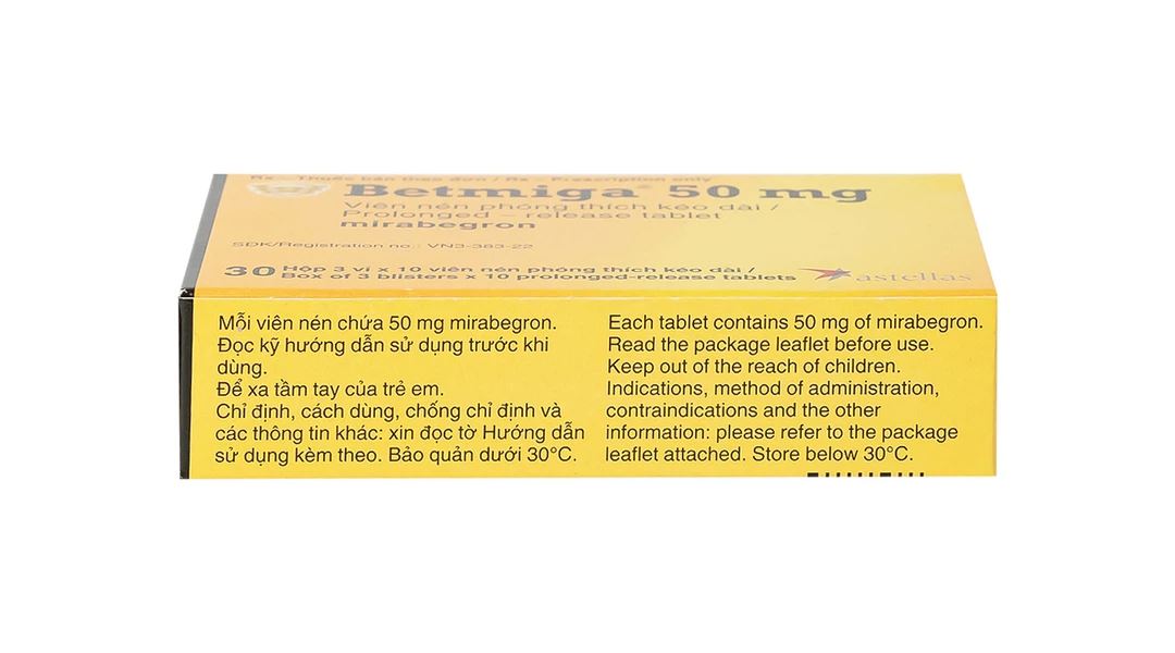 Betmiga 50mg điều trị triệu chứng tiểu gấp