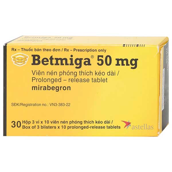 Betmiga 50mg điều trị triệu chứng tiểu gấp