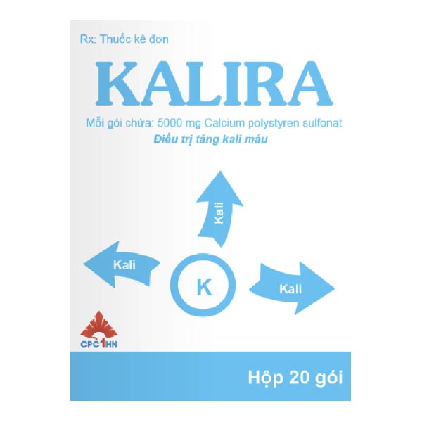 Bột pha hỗn dịch Kalira 5000mg trị tăng Kali máu có liên quan đến vô niệu hoặc thiểu niệu