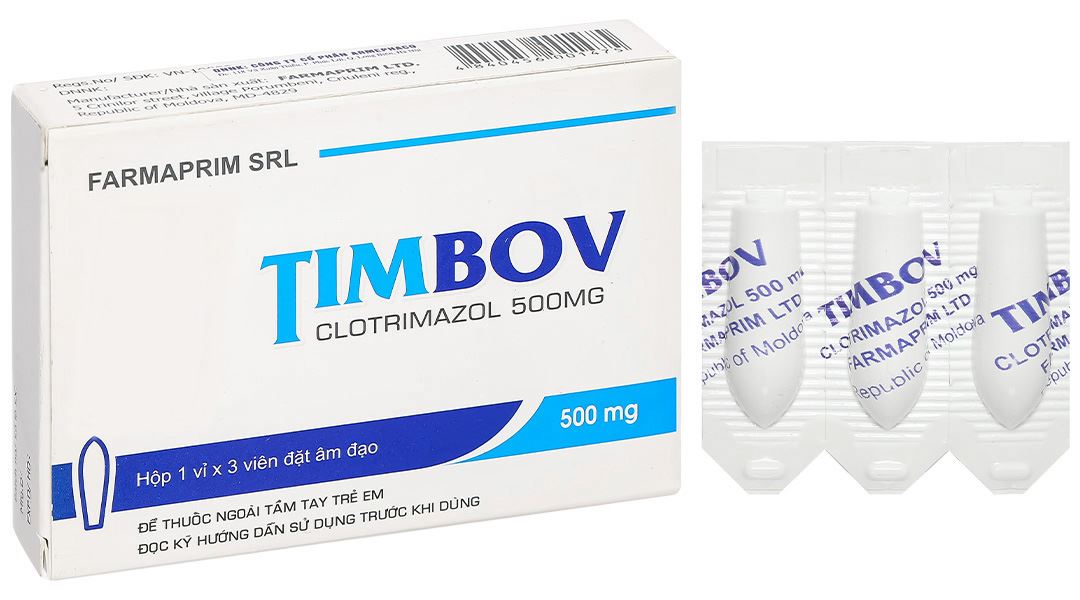 Viên đặt âm đạo Timbov 500mg điều trị viêm âm đạo do vi khuẩn, nấm