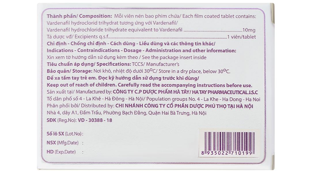 Levivina 10mg điều trị rối loạn cương dương
