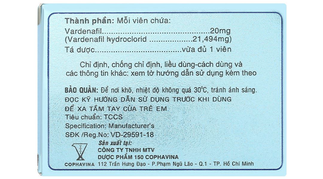 Levina 20mg điều trị rối loạn cương dương
