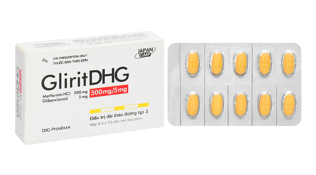 GliritDHG 500mg/5mg điều trị đái tháo đường tuýp 2